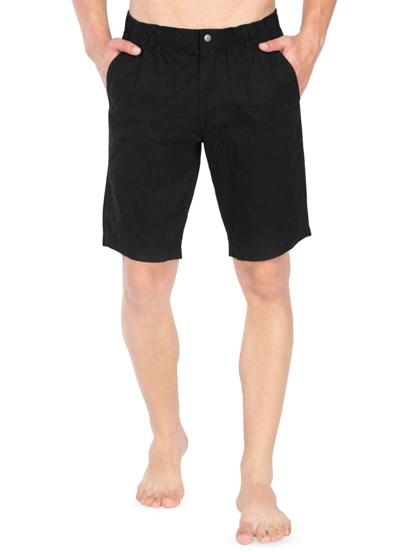black solid bermuda shorts