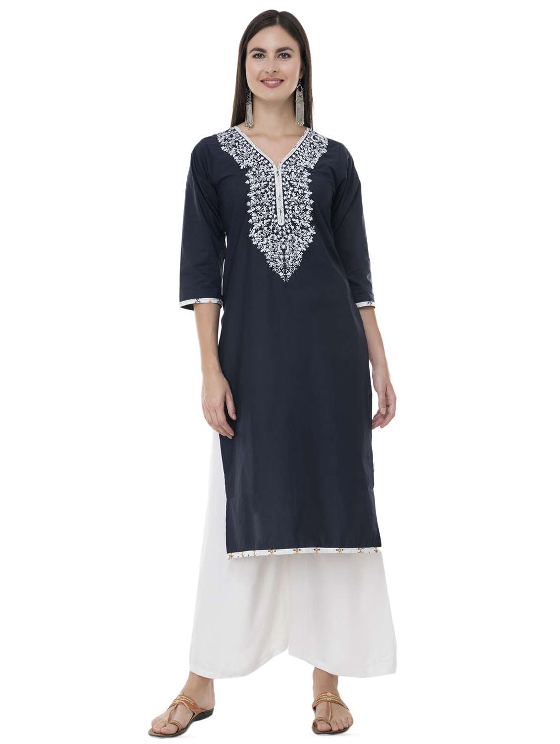embroidered straight kurta