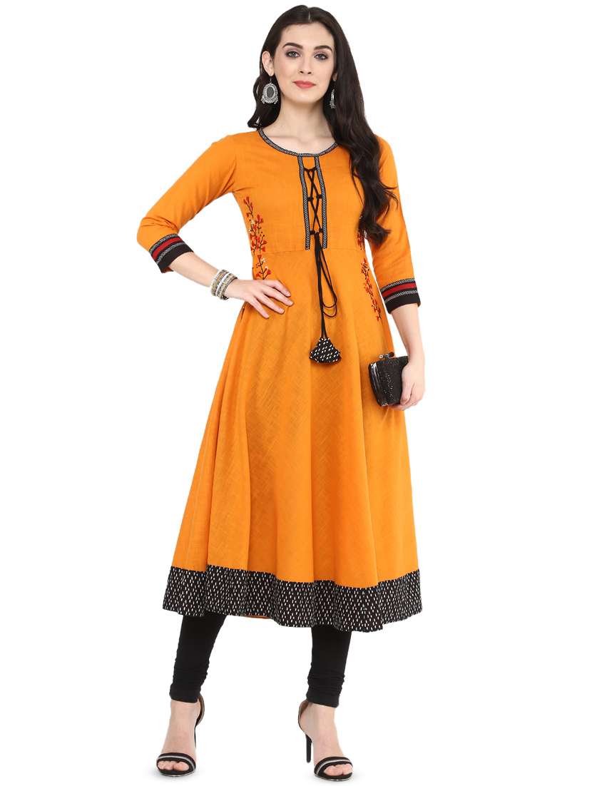 embroidered flared kurta