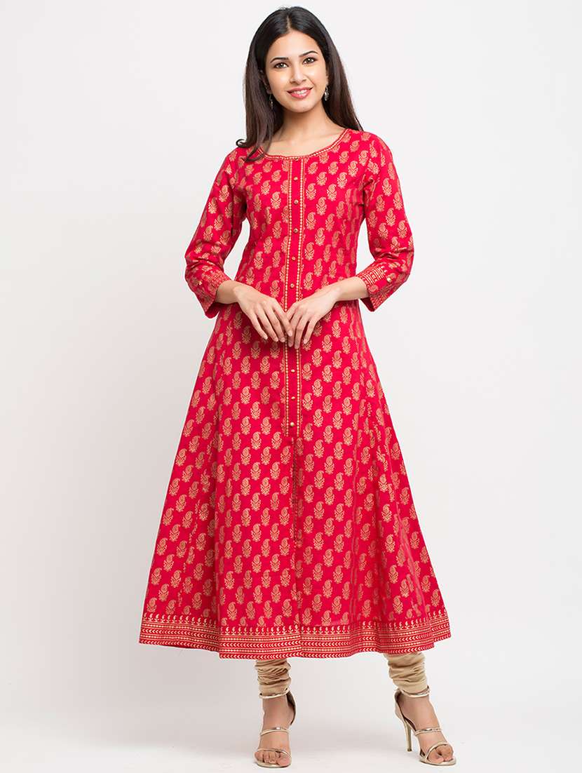 foil printed flared kurta 