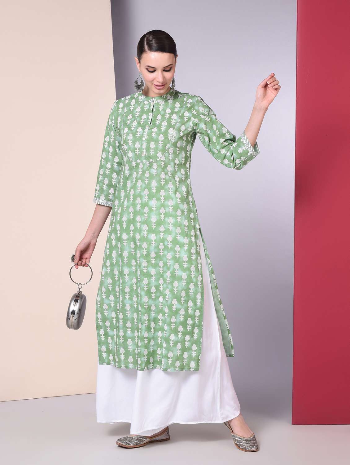 block print straight kurta