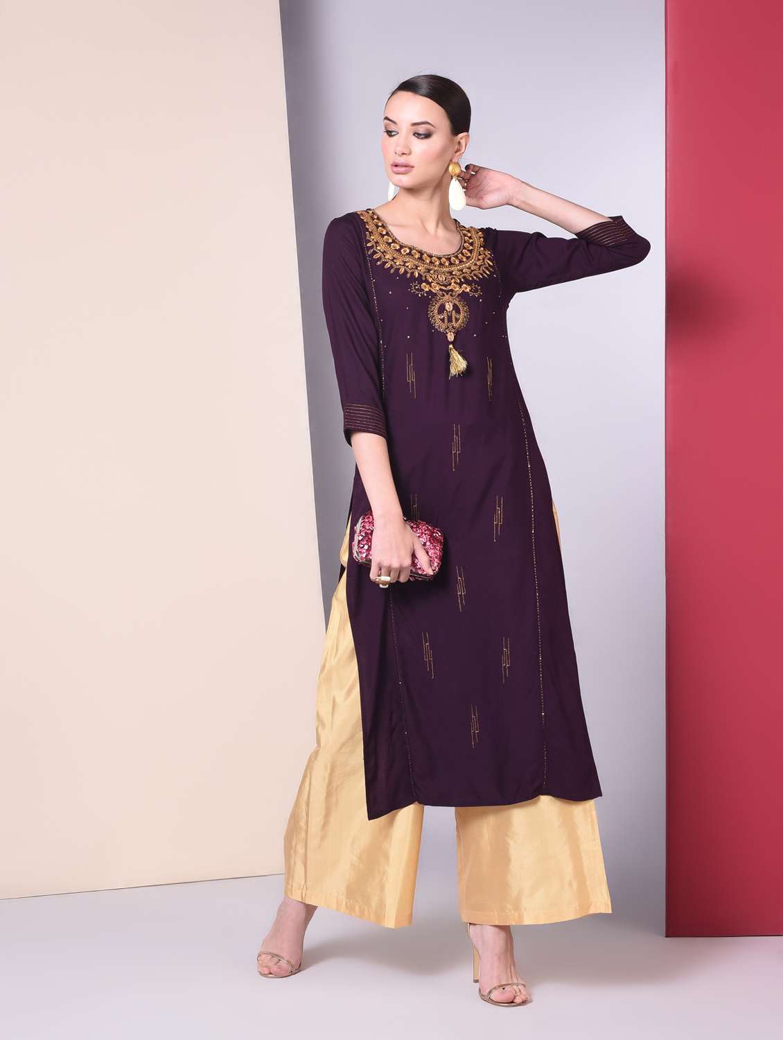 embroidered straight kurta