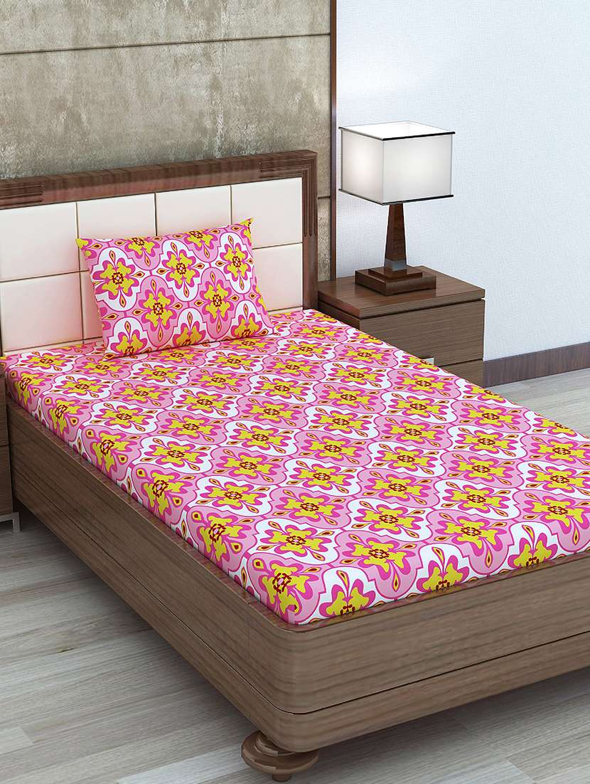 cotton single bedsheet with 1 pillow cover 
