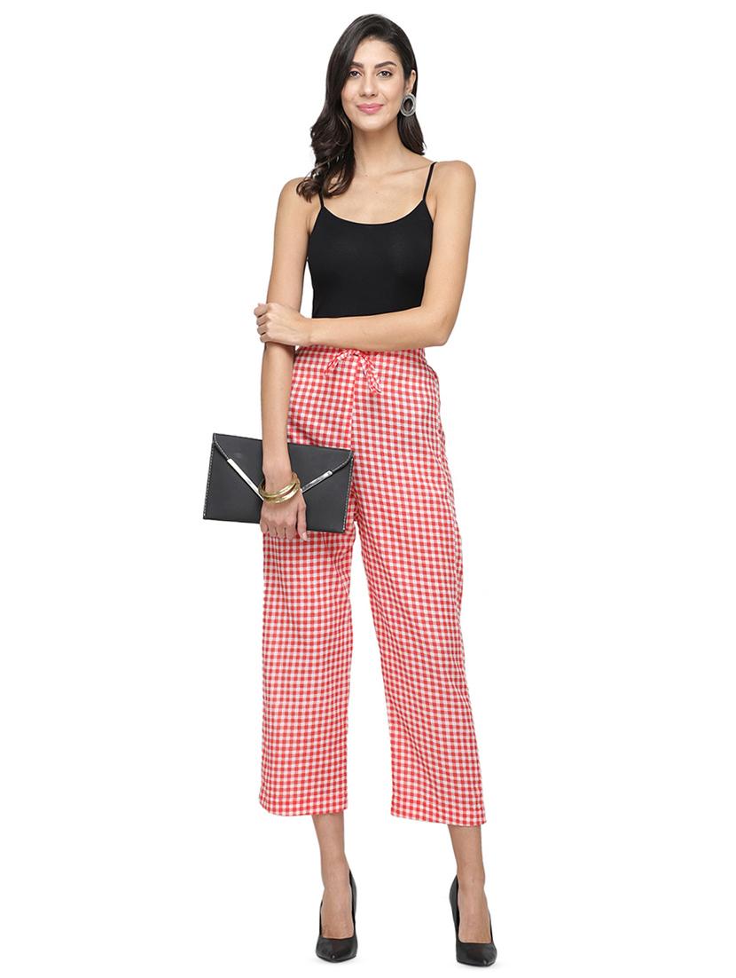 high rise drawstring gingham trouser - 16746232 - Standard Image - 3
