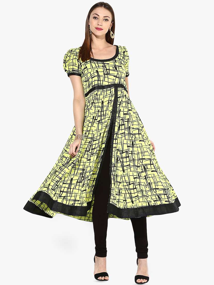 printed high  slit kurta