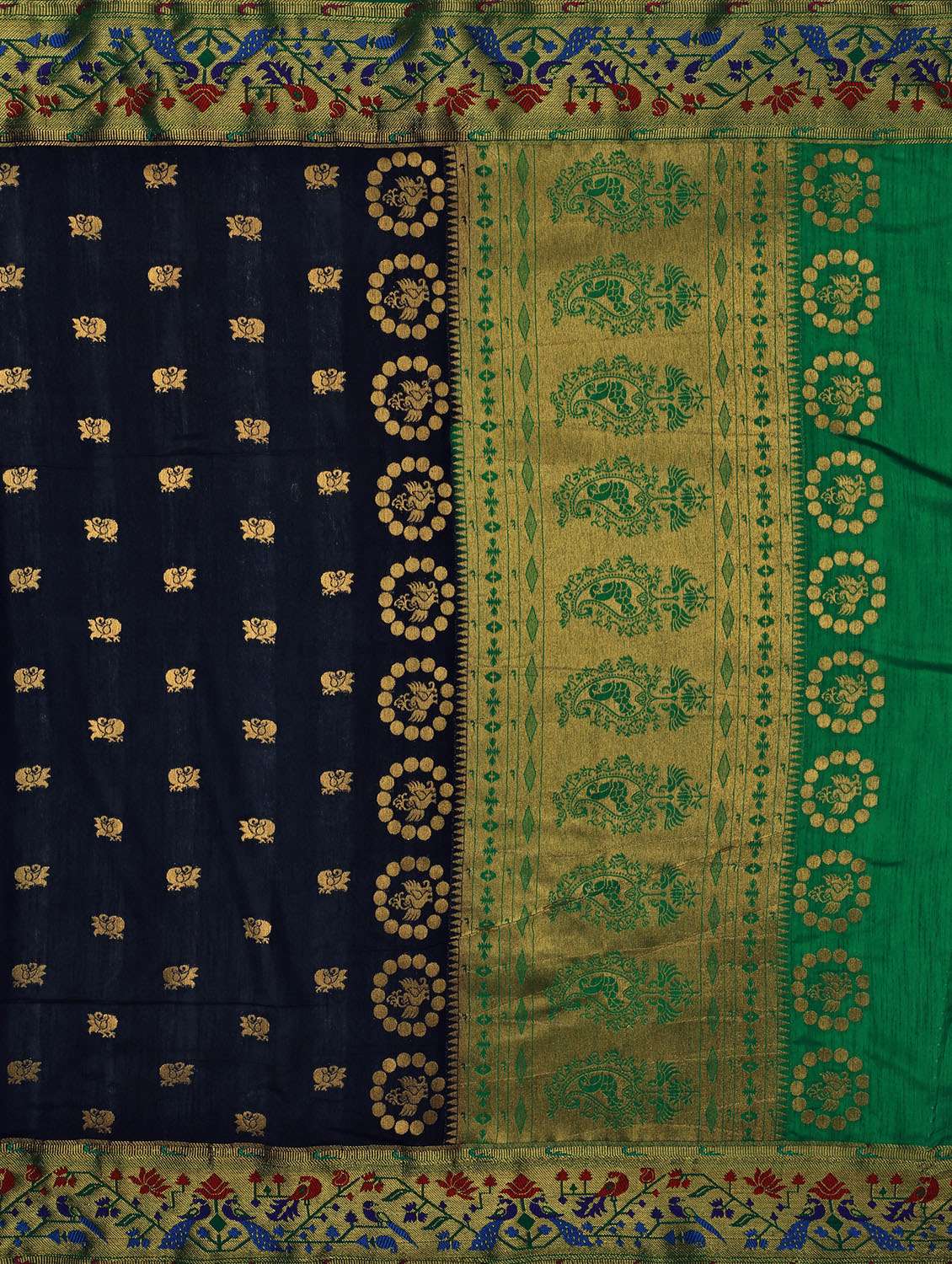 women's self design navy blue colored saree with blouse - 16750476 -  Standard Image - 3