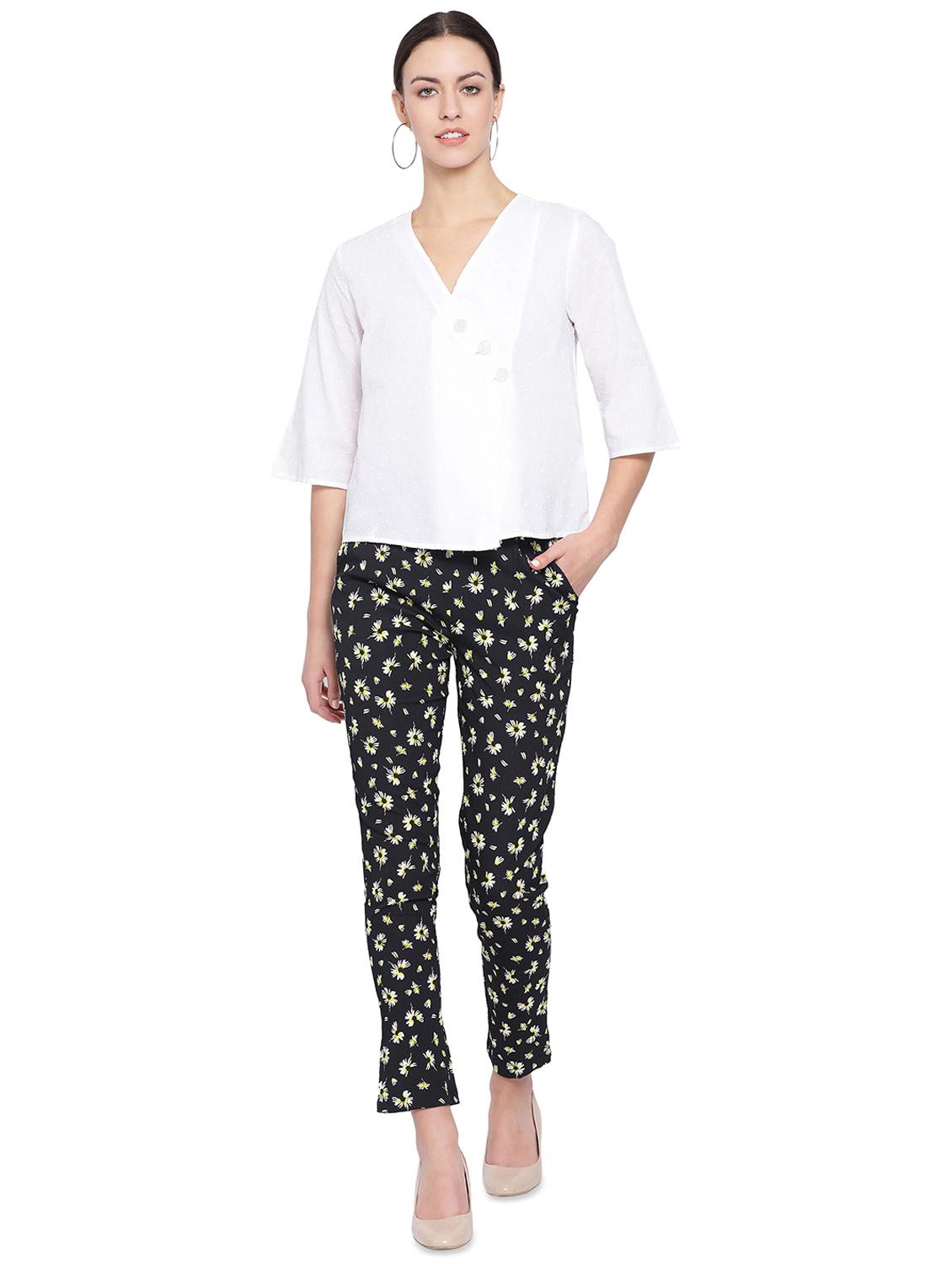 high rise floral trouser - 16750627 - Standard Image - 3