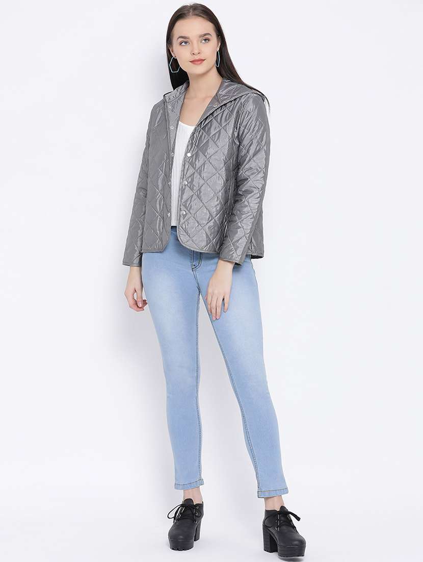 women solid long sleeve quilted jacket  - 16750763 -  Standard Image - 3