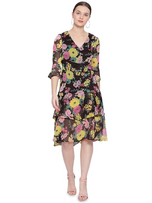v-neck floral a-line dress - 16750846 - Standard Image - 0