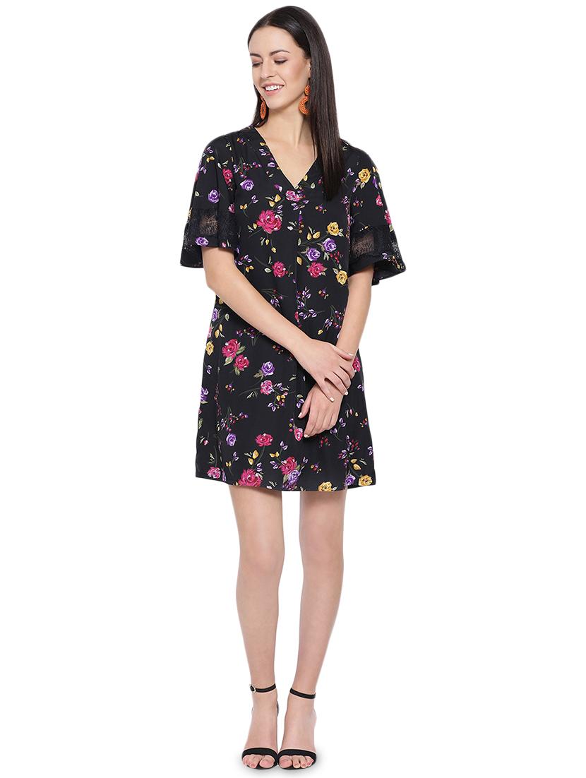 v-neck floral a-line dress - 16750847 - Standard Image - 3