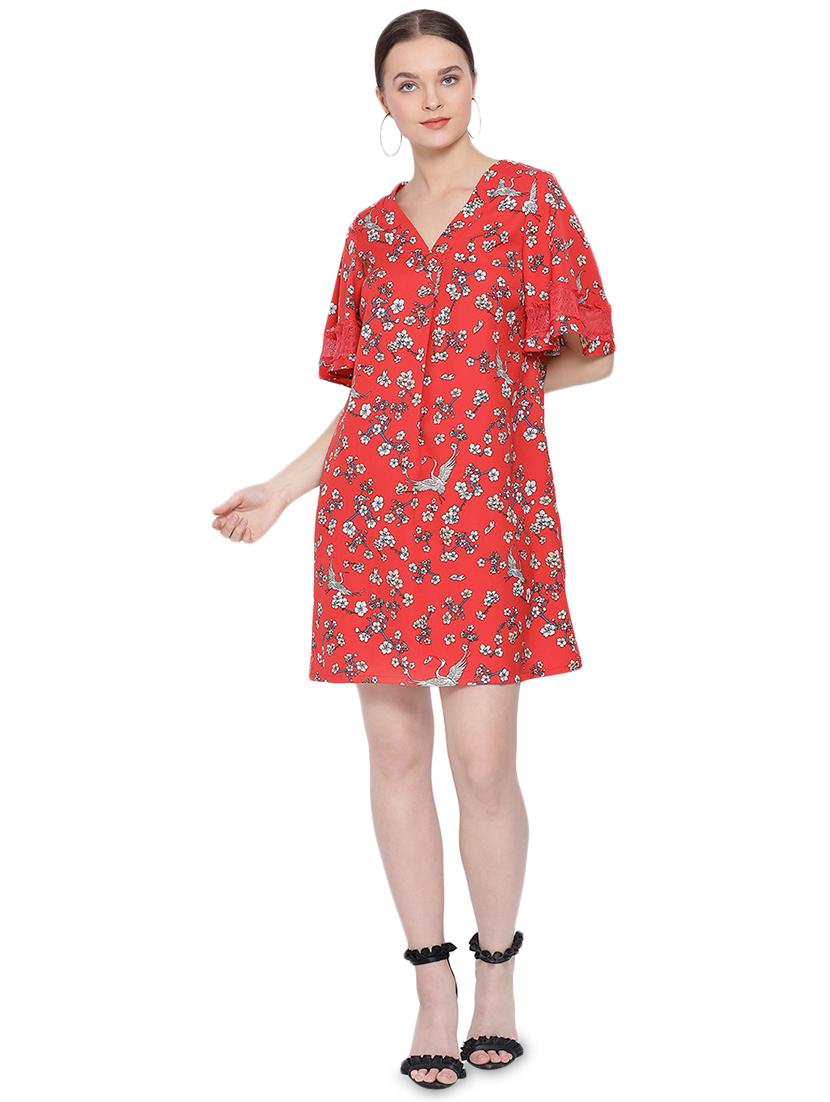 v-neck floral a-line dress - 16750848 - Standard Image - 3