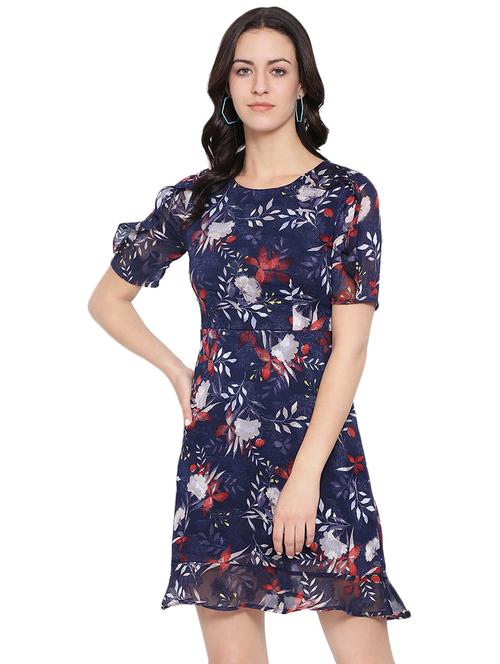 frill detail floral a-line dress - 16750854 -  Standard Image - 0