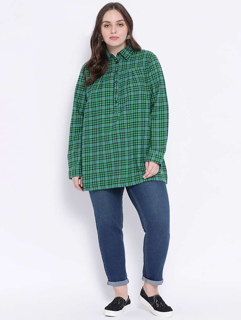 long sleeved checkered top  - 16750865 -  Standard Image - 3