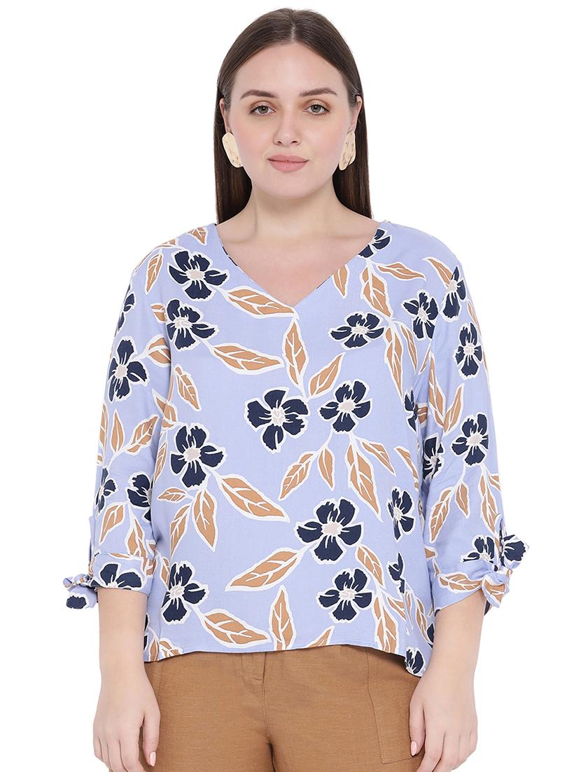 tie knot sleeved floral top - 16750881 - Zoom Image - 0