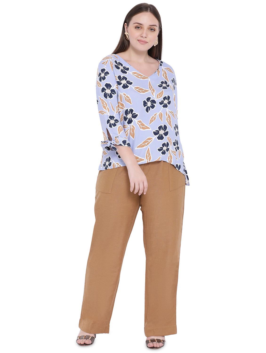 tie knot sleeved floral top - 16750881 - Standard Image - 3