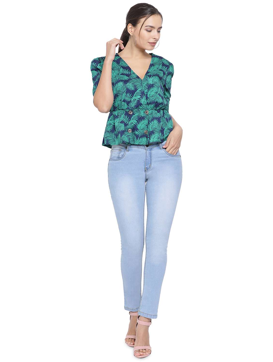 women's peplum v neck top - 16750890 - Standard Image - 3