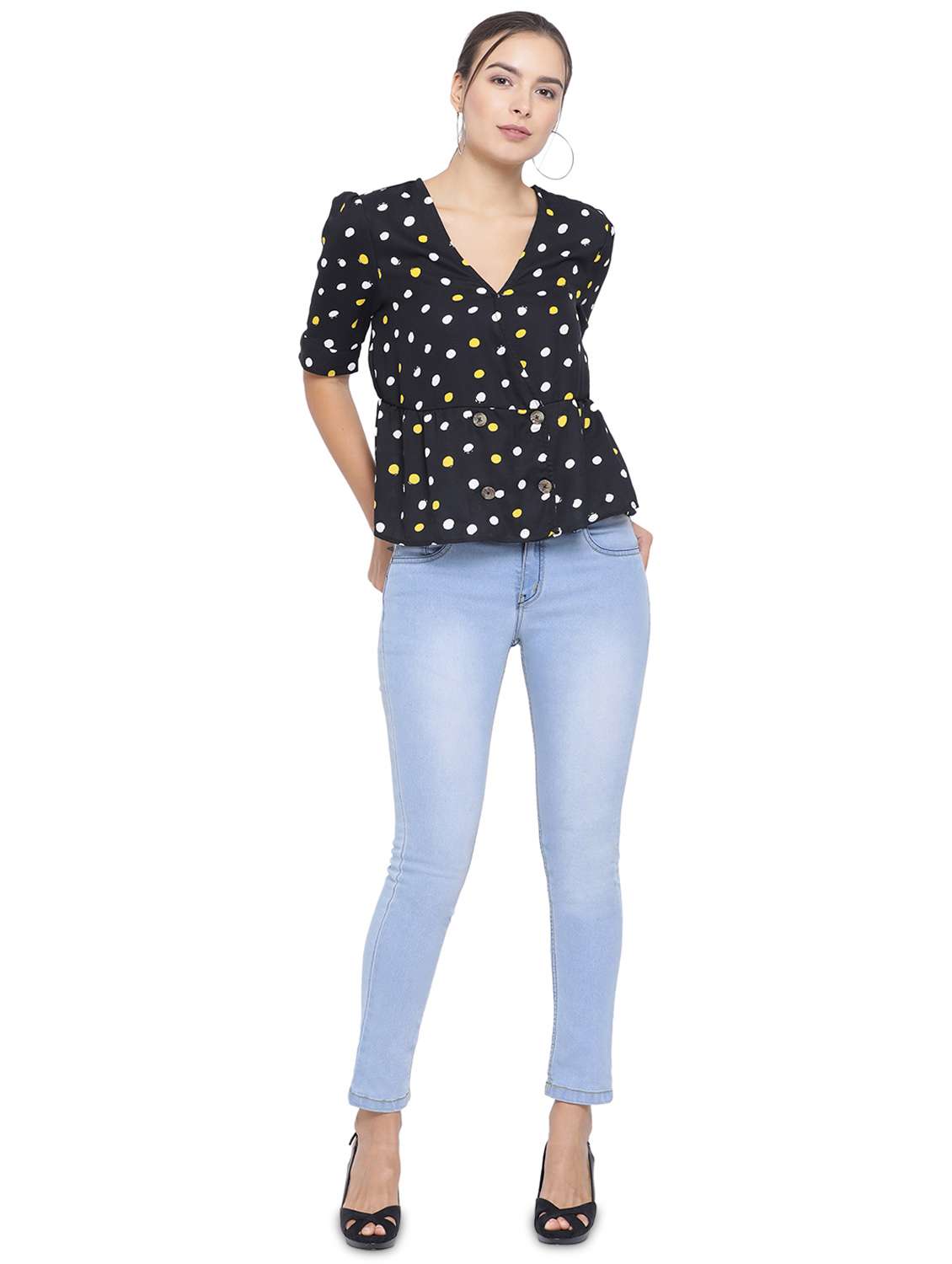 women's peplum v neck top - 16750892 - Standard Image - 3