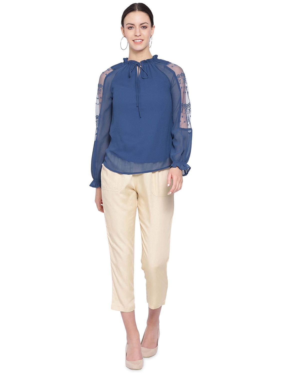 tie up neck solid top - 16750899 - Standard Image - 3