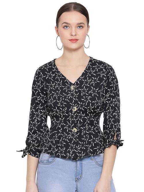 tie knot sleeved floral top - 16750909 - Standard Image - 0
