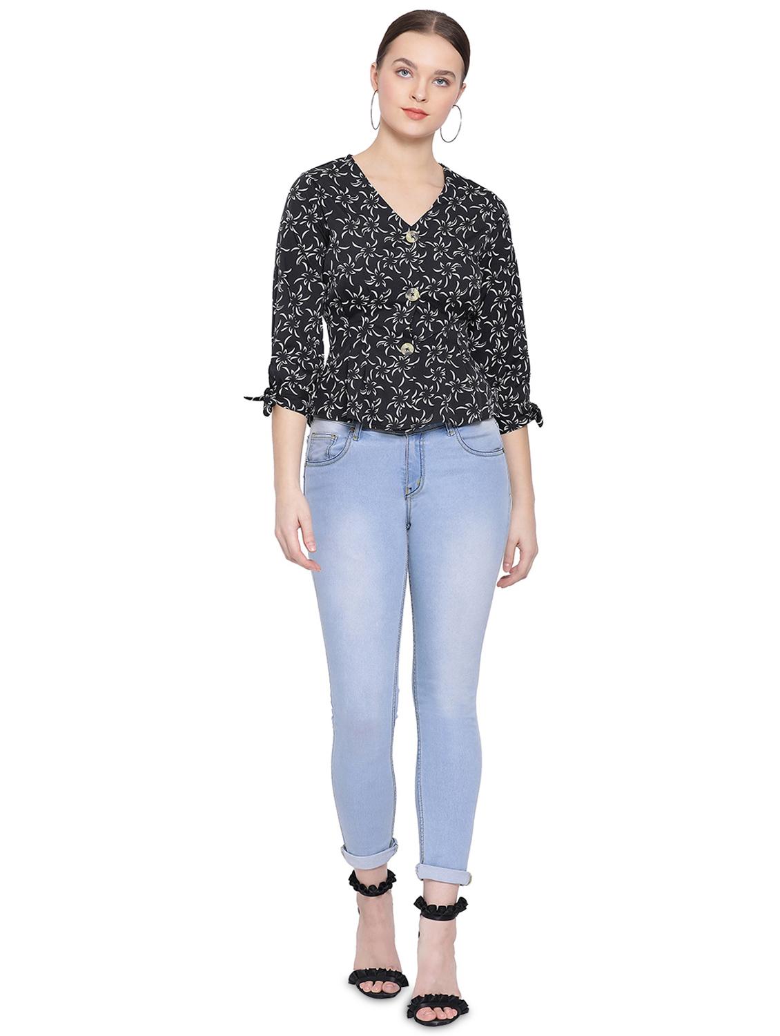 tie knot sleeved floral top - 16750909 - Standard Image - 3