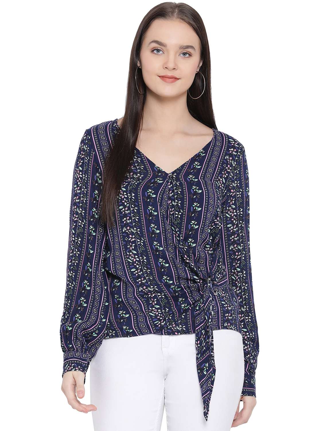 tie front floral top  - 16750914 -  Zoom Image - 0