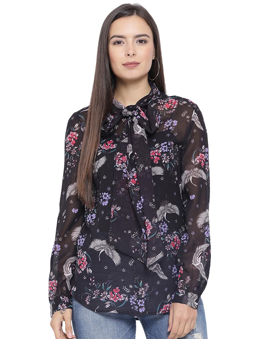 tie up neck printed top  - 16750933 -  Zoom Image - 0