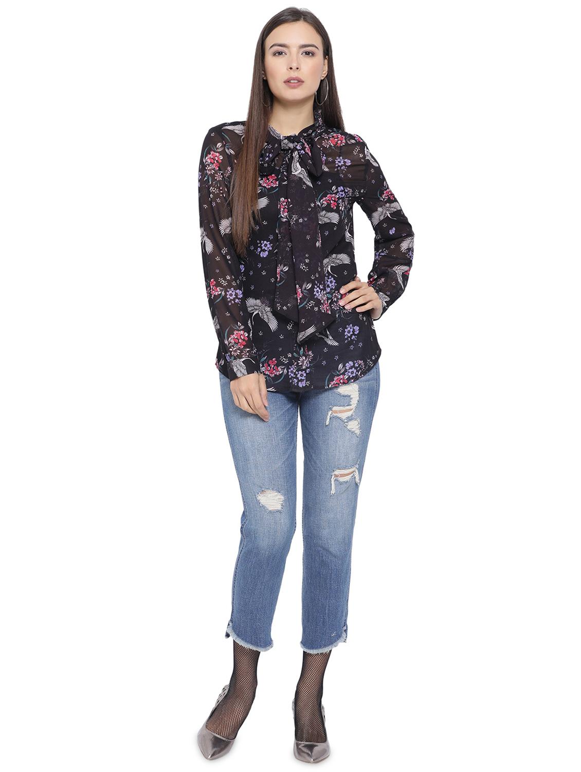 tie up neck printed top - 16750933 - Standard Image - 3