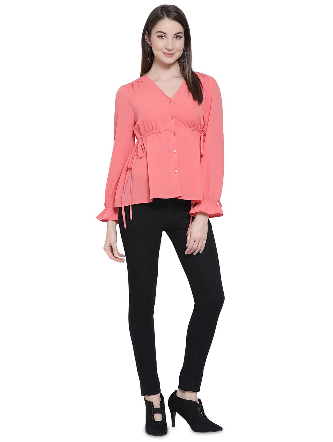 women's a line v neck top - 16750954 -  Standard Image - 3