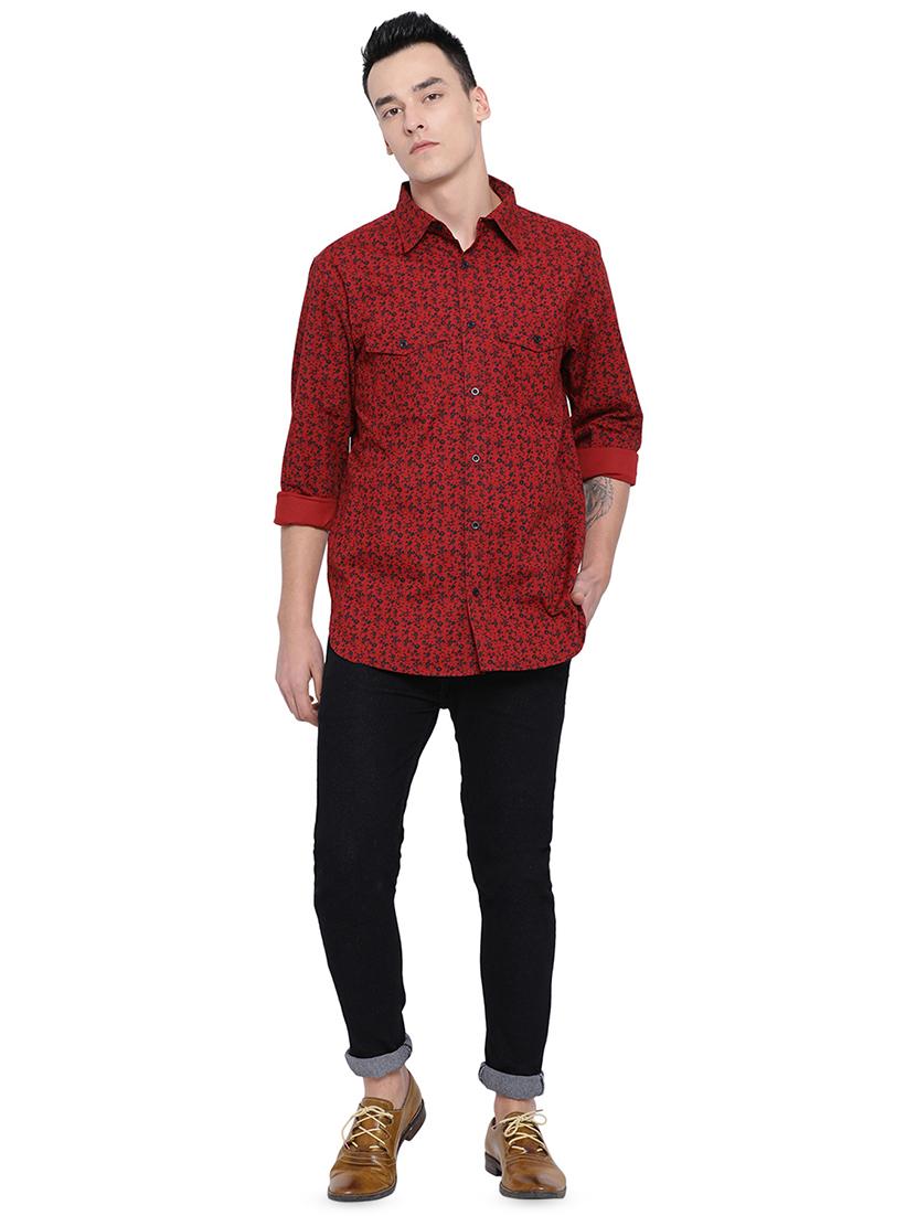 red printed casual shirt - 16751102 - Standard Image - 3