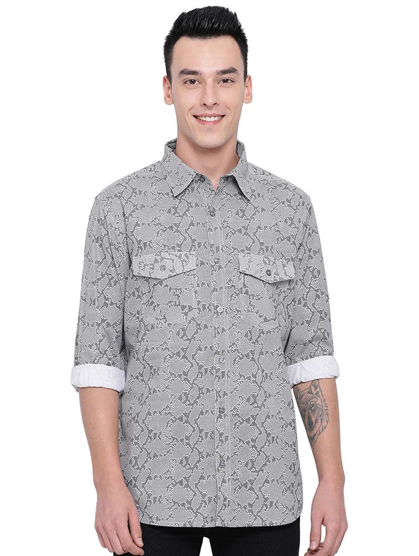 grey printed casual shirt - 16751104 - Zoom Image - 0