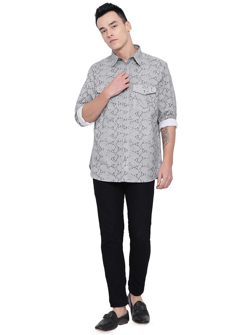 grey printed casual shirt - 16751104 - Standard Image - 3