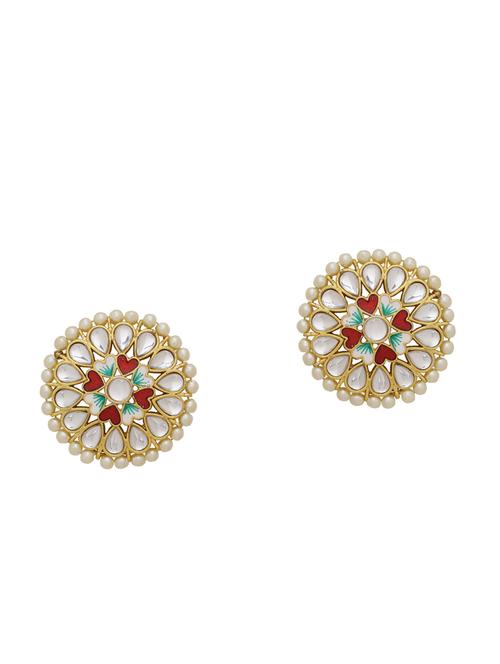 gold brass studs earring - 16751300 - Standard Image - 0