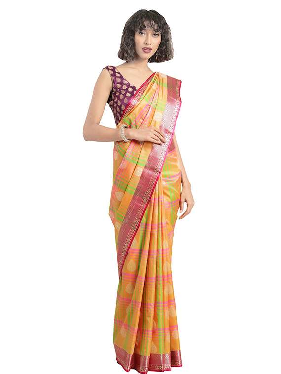 ethnic motif kanjivaram saree with blouse