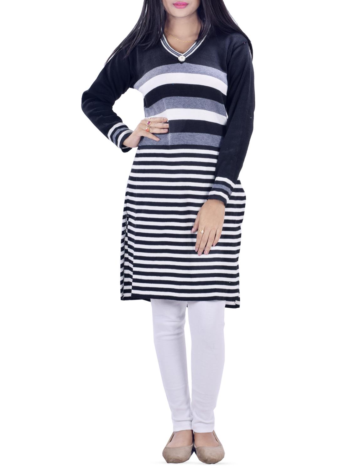 striped woolen kurta - 16751616 -  Zoom Image - 0