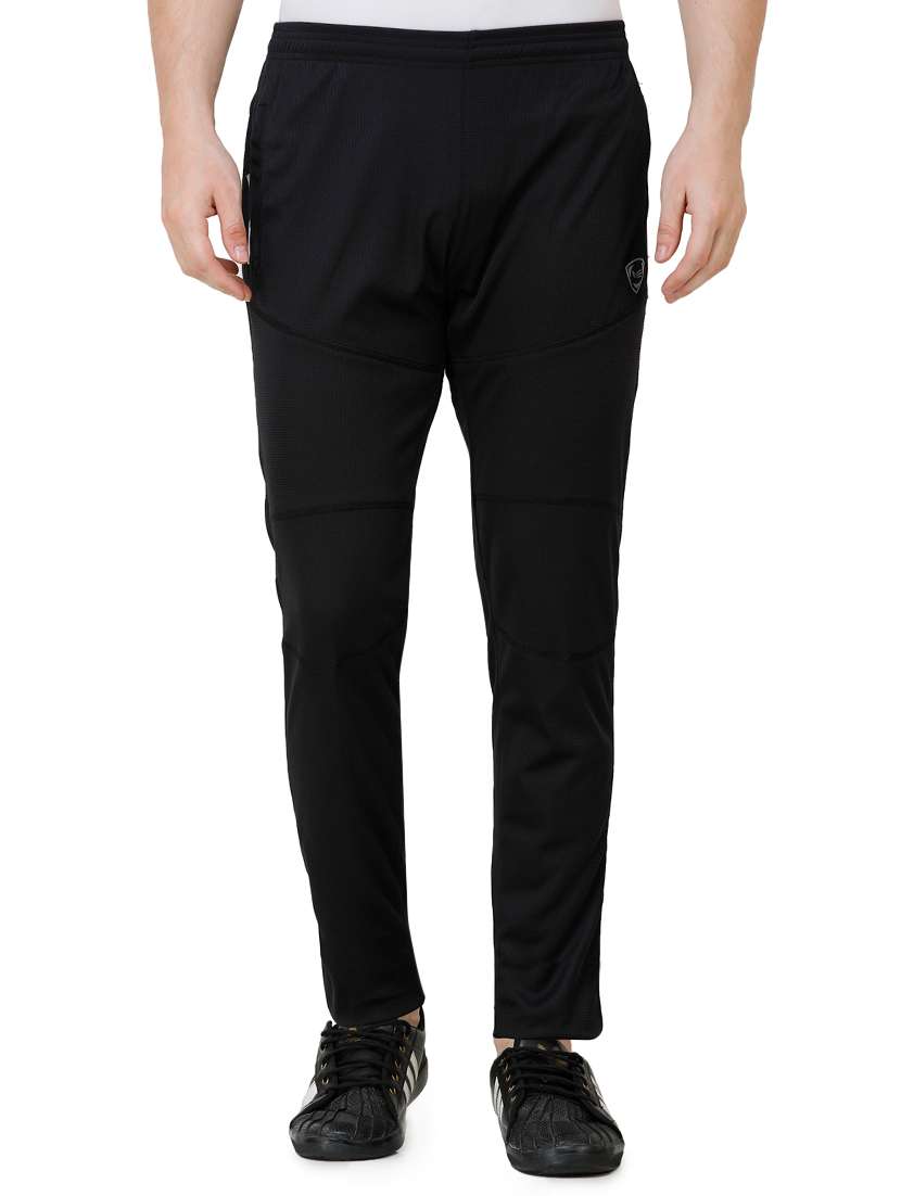 black solid full length track pant