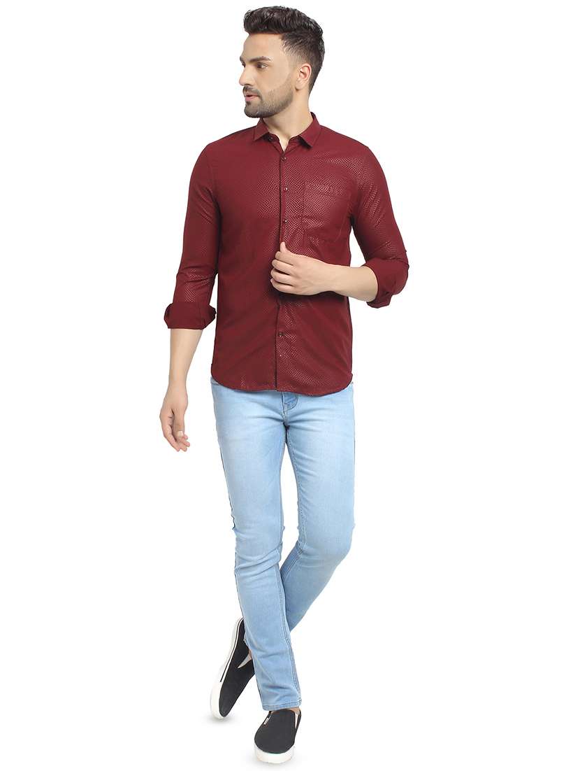 mens micro print casual shirt - 16753482 - Standard Image - 3