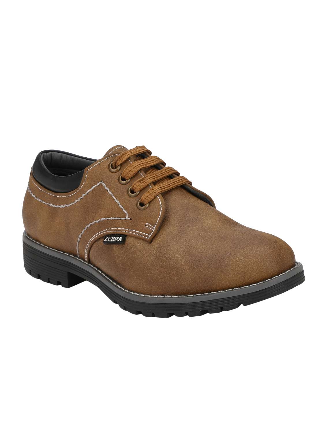 brown leatherette low ankle boots