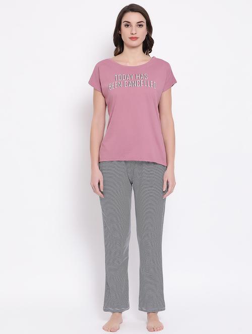 round neck quirky text pyjama set - 16754184 - Standard Image - 0
