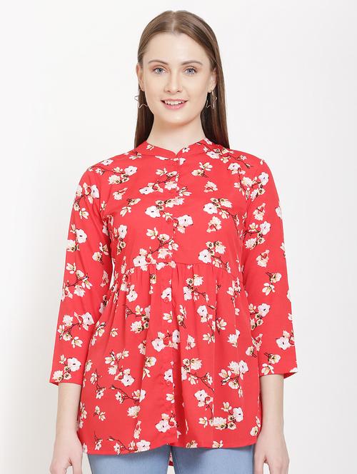 mandarin neck floral tunic  - 16754524 -  Standard Image - 0