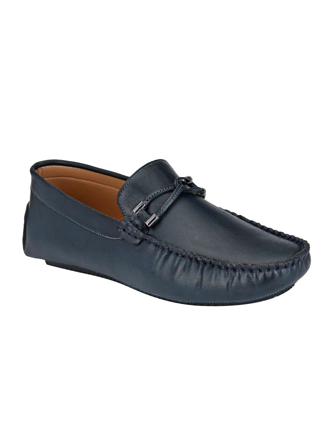 blue leatherette slip on loafer