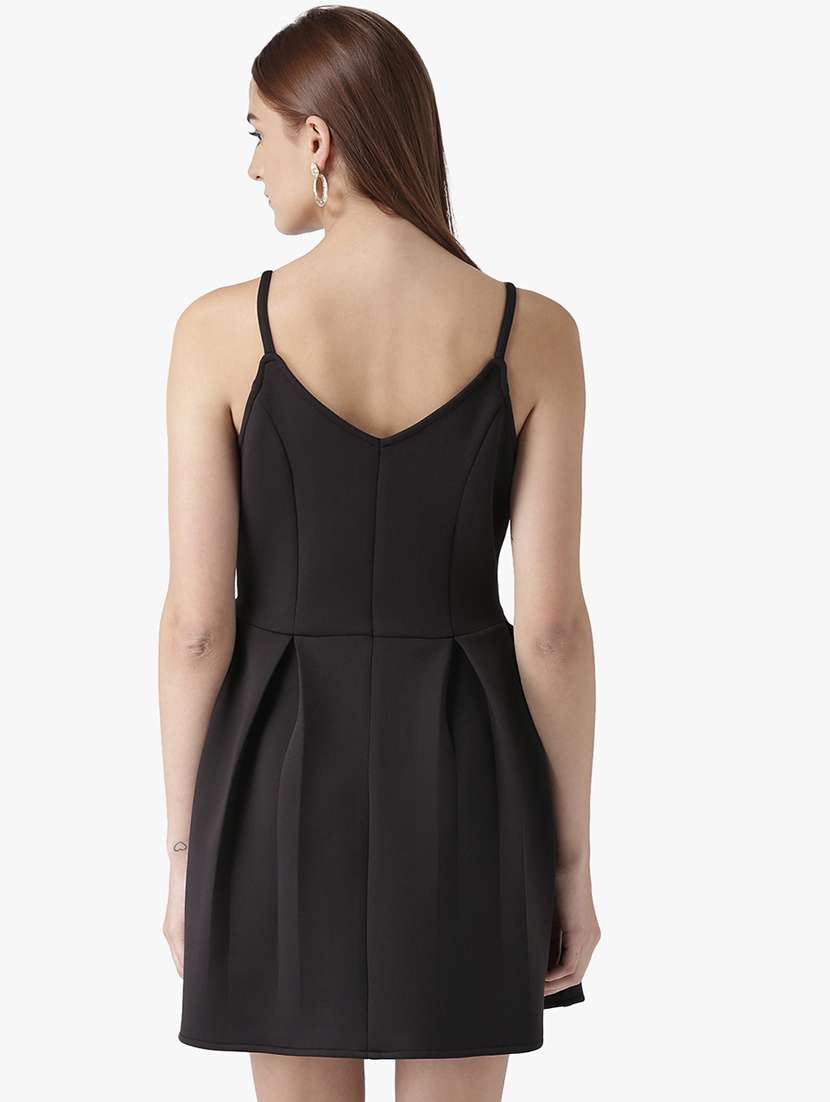 women's fit & flare solid dress - 16756852 -  Standard Image - 3