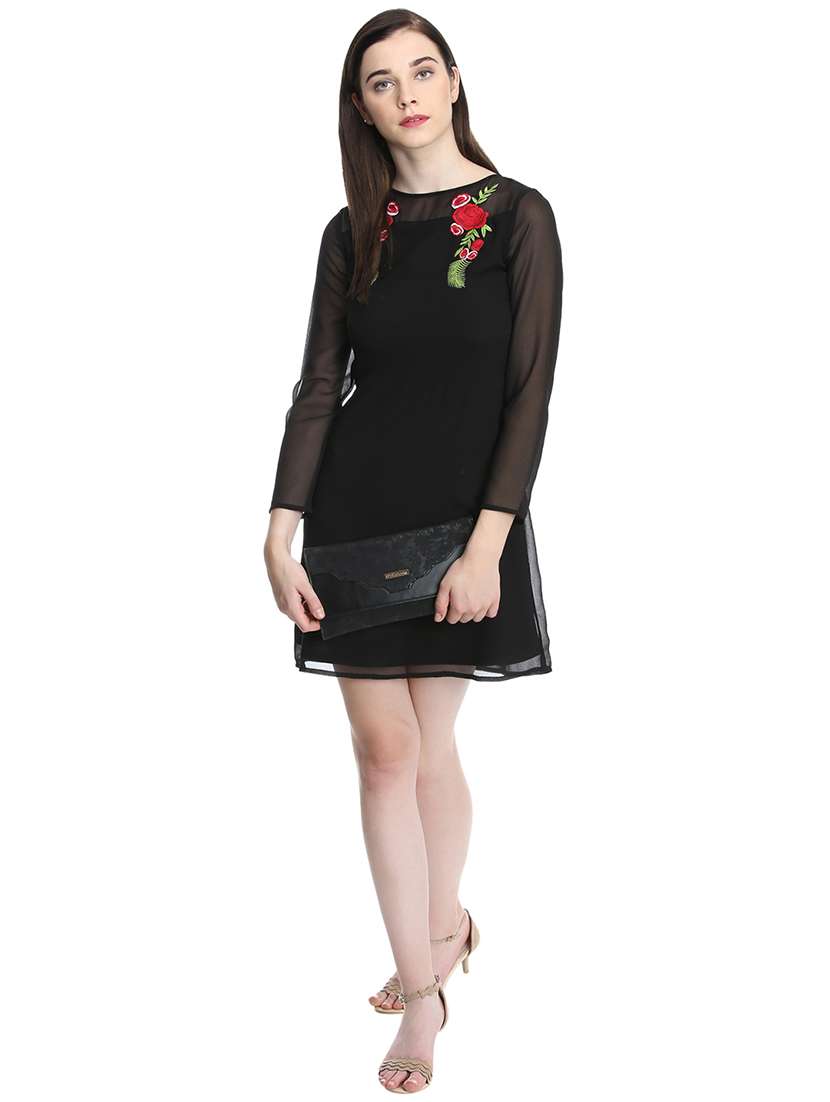 embroidered detail a-line dress - 16756862 -  Standard Image - 3