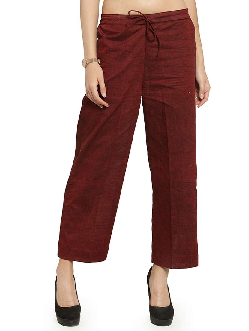 women solids calf length tailored pants - 16757181 - Zoom Image - 0