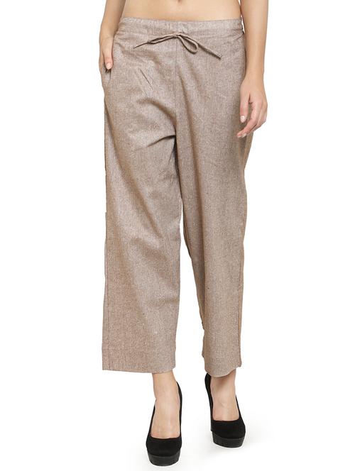 drawstring waist solid trouser - 16757189 - Standard Image - 0