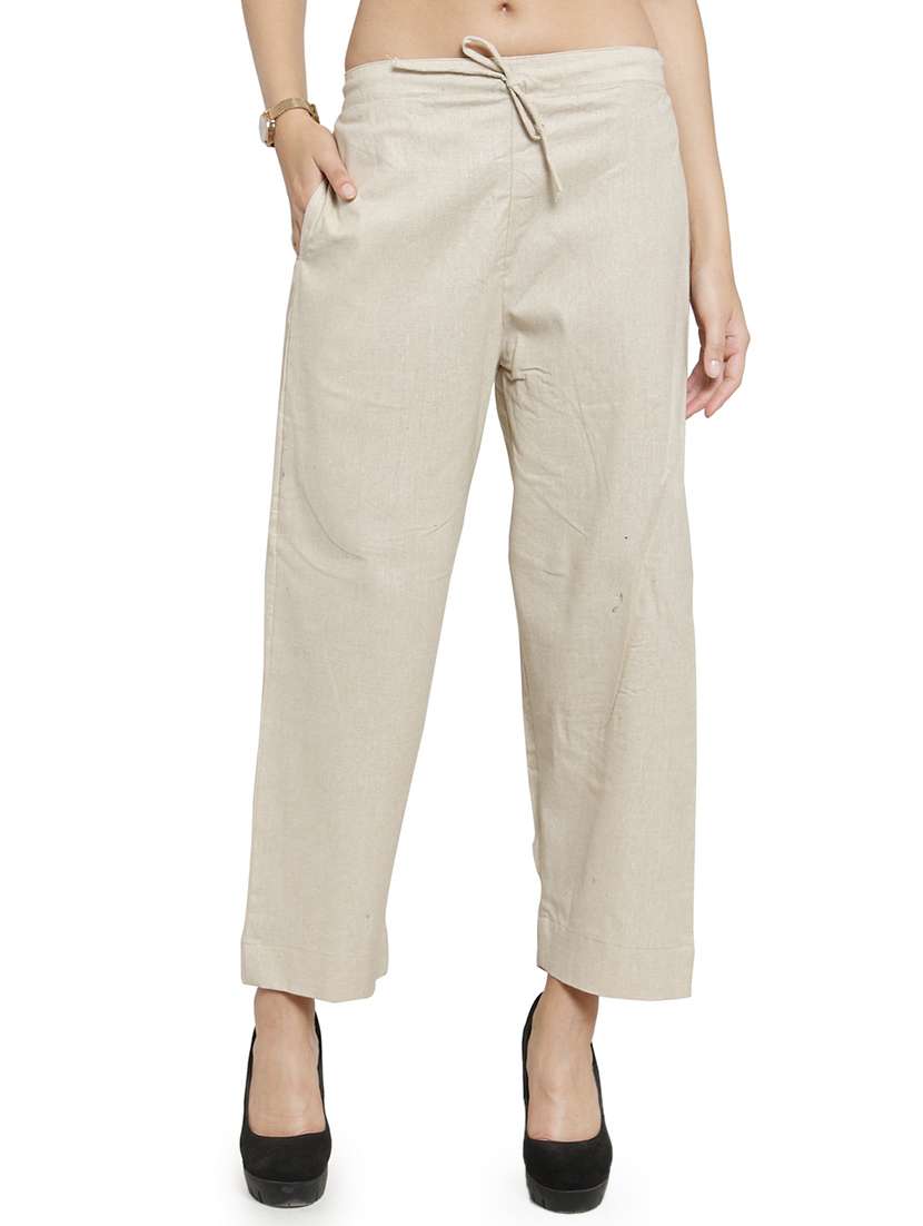 women solids ankle length tailored pants