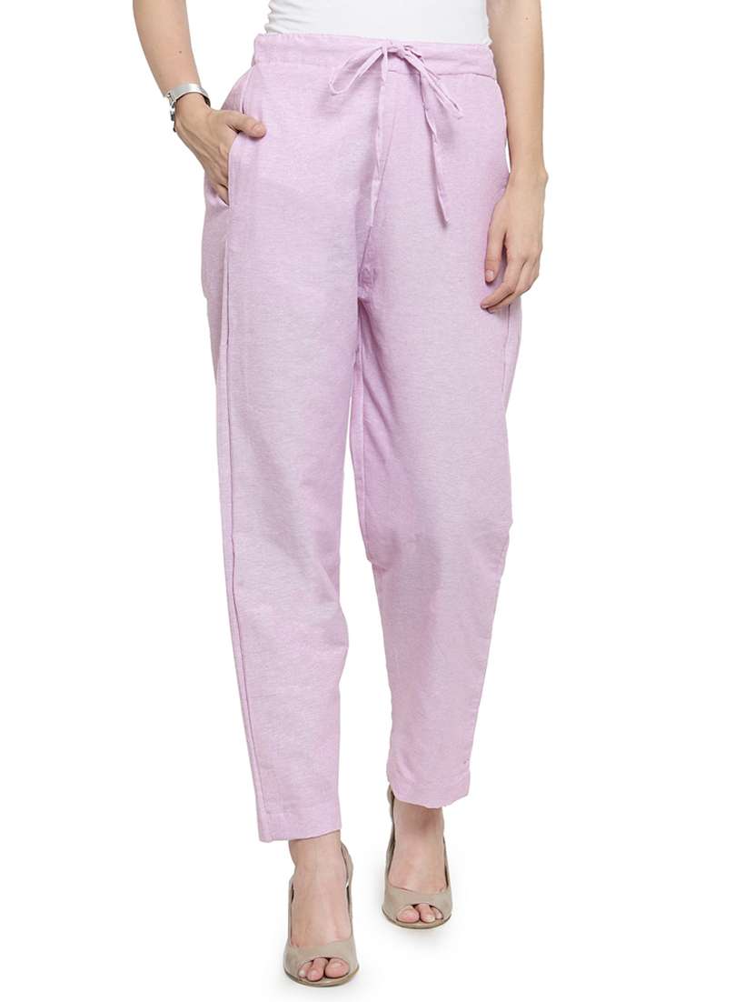 women solids  ankle length tailored pants