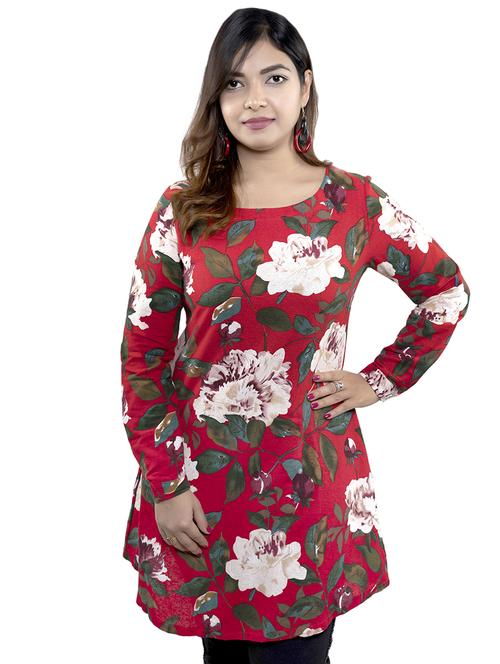 round neck floral tunic - 16759759 - Standard Image - 0