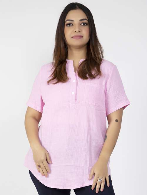 mandarin neck solid top - 16759773 - Standard Image - 0