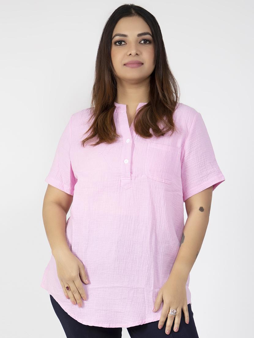 mandarin neck solid top - 16759773 - Zoom Image - 0