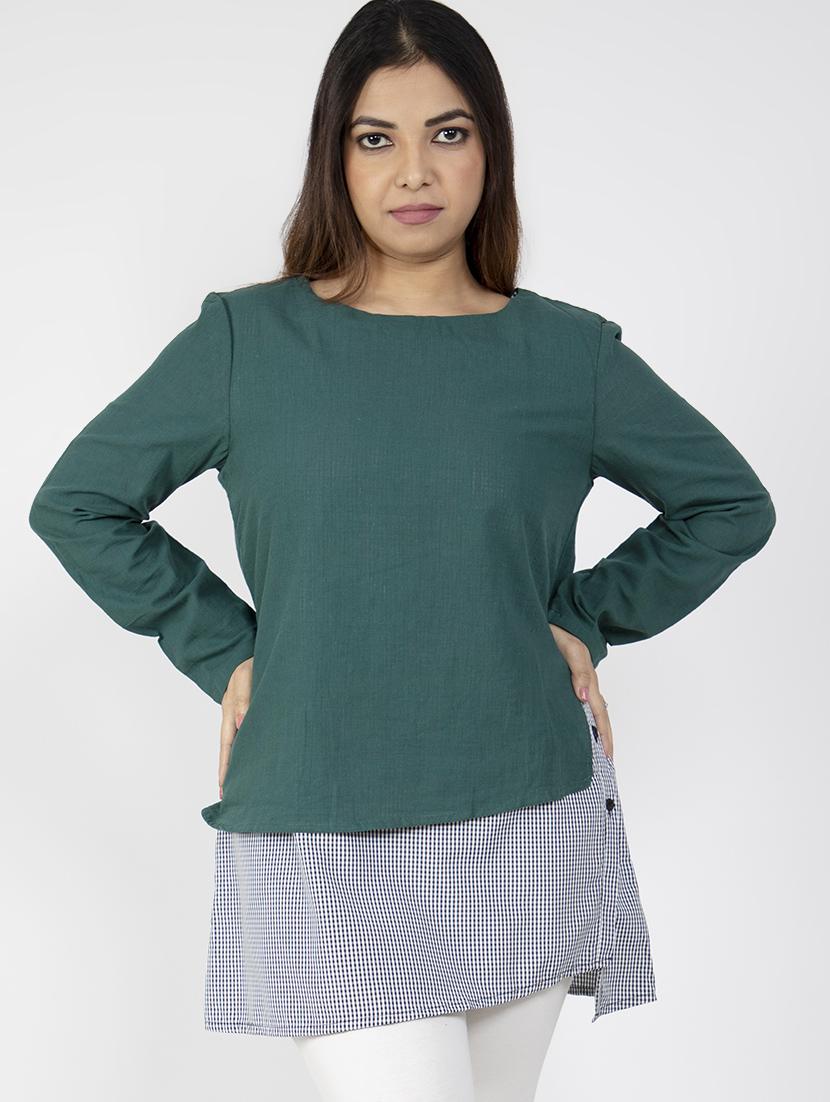 color block boat neck tunic - 16759784 - Zoom Image - 0
